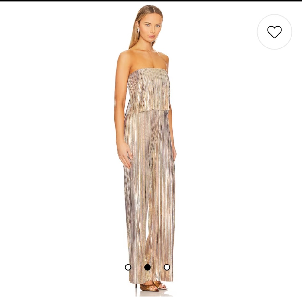 Amanda Uprichard Collina Pleated Jumpsuit in Gold